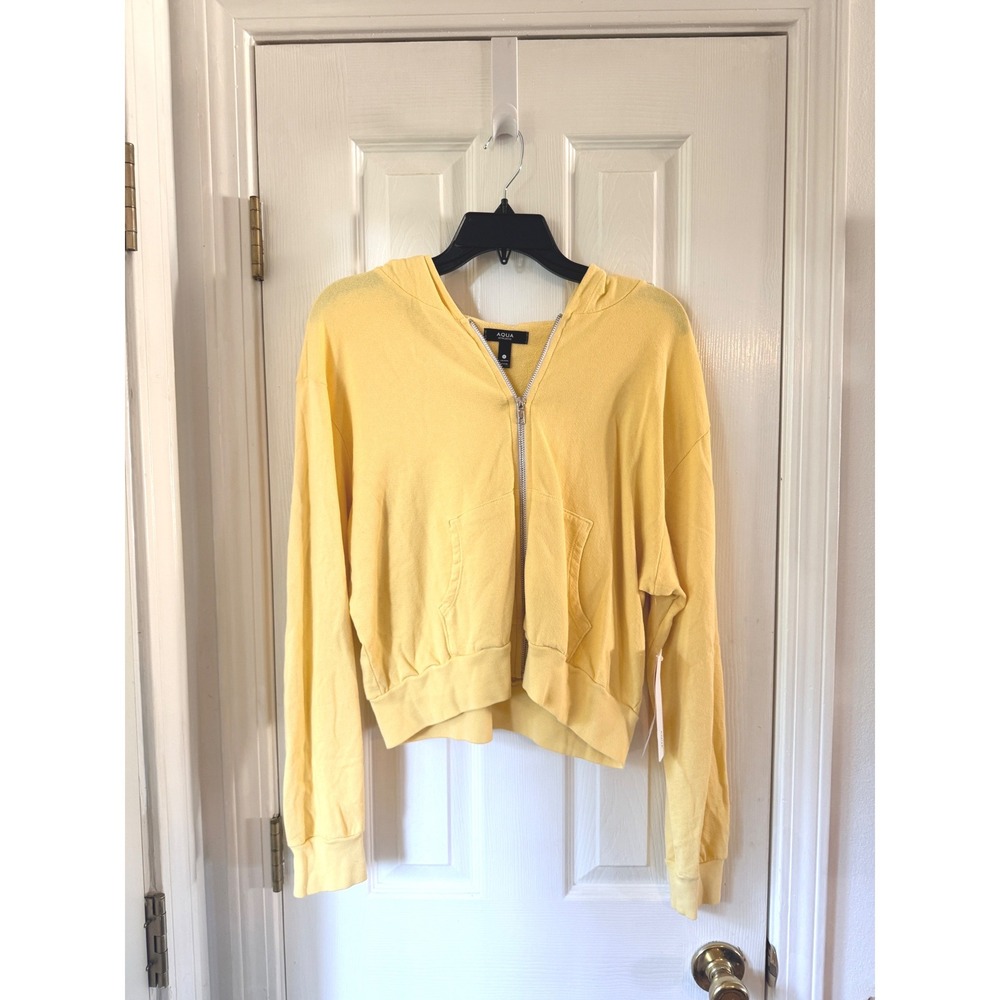 AQUA Athletic Bailey Zip Hoodie Yellow Bloomingdales Exclusive NWT Small